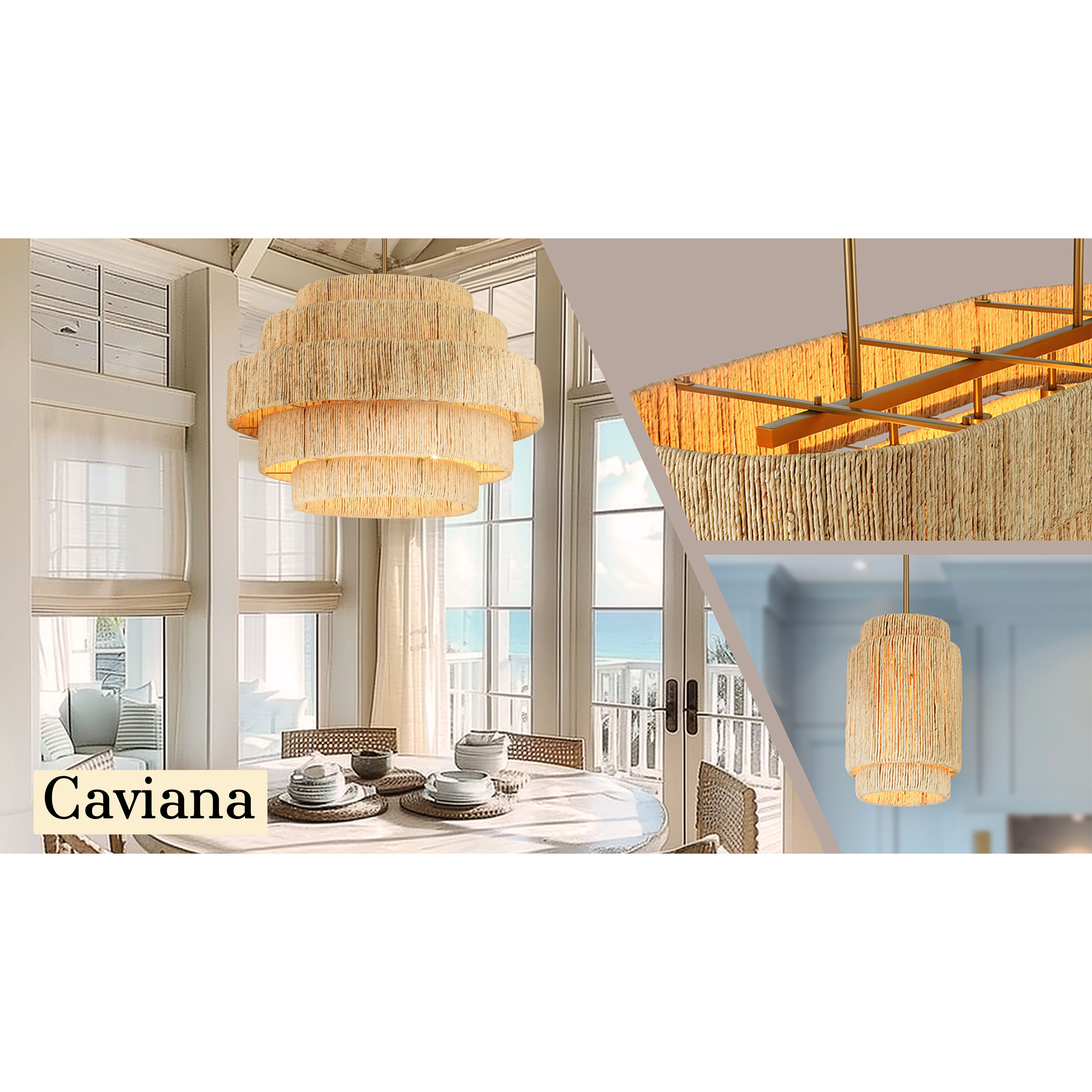 Caviana 6 Light 31 inch Signature Brass Pendant Ceiling Light
